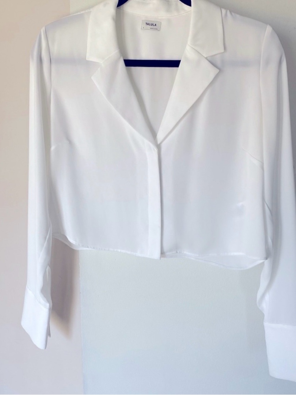 Talula White Cropped Button-Down Blouse